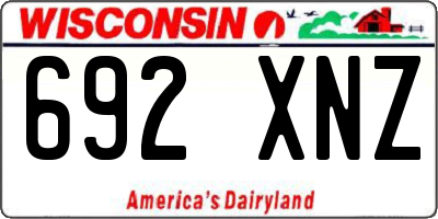 WI license plate 692XNZ