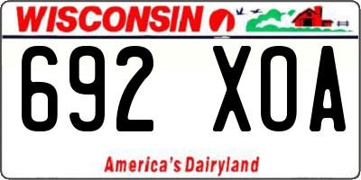 WI license plate 692XOA