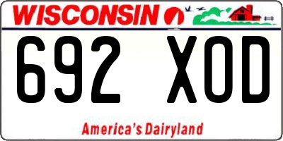 WI license plate 692XOD