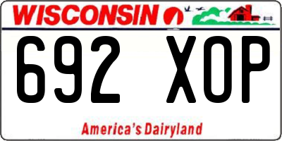 WI license plate 692XOP