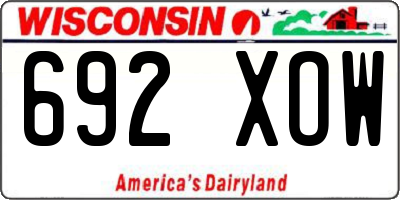 WI license plate 692XOW