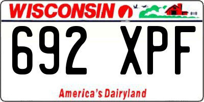 WI license plate 692XPF