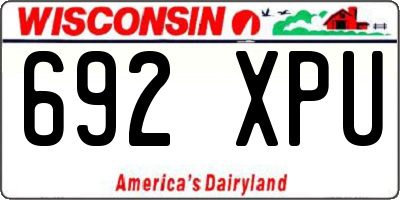WI license plate 692XPU