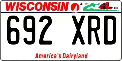 WI license plate 692XRD