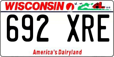 WI license plate 692XRE