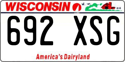 WI license plate 692XSG