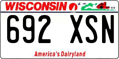 WI license plate 692XSN