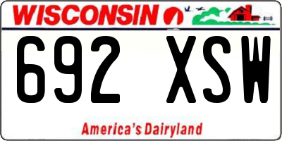 WI license plate 692XSW