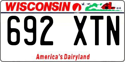 WI license plate 692XTN