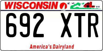 WI license plate 692XTR