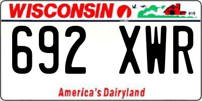 WI license plate 692XWR