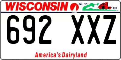 WI license plate 692XXZ