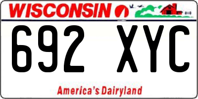 WI license plate 692XYC