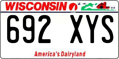 WI license plate 692XYS