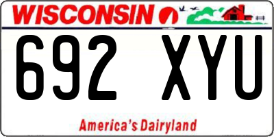 WI license plate 692XYU