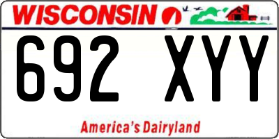 WI license plate 692XYY
