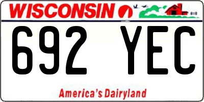WI license plate 692YEC