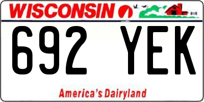 WI license plate 692YEK