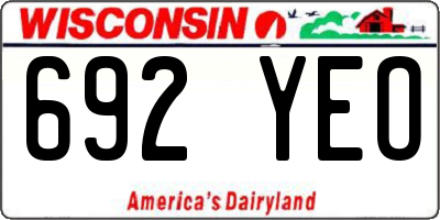 WI license plate 692YEO