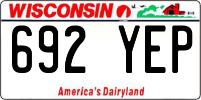 WI license plate 692YEP