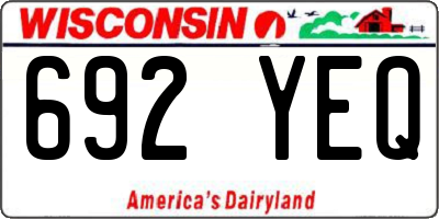 WI license plate 692YEQ