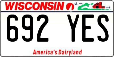 WI license plate 692YES