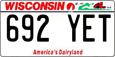 WI license plate 692YET