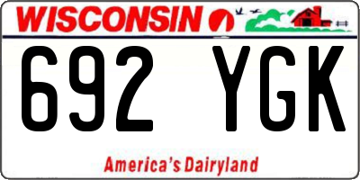 WI license plate 692YGK