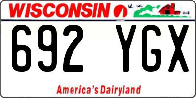WI license plate 692YGX