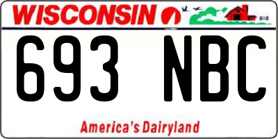 WI license plate 693NBC