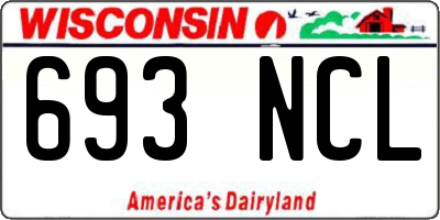 WI license plate 693NCL