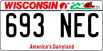 WI license plate 693NEC