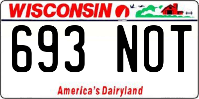 WI license plate 693NOT