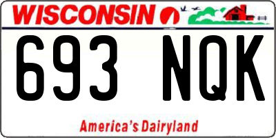 WI license plate 693NQK