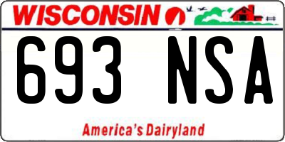 WI license plate 693NSA