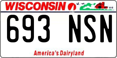WI license plate 693NSN