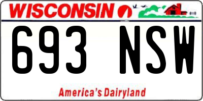 WI license plate 693NSW