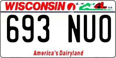 WI license plate 693NUO