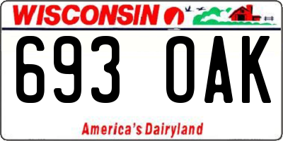 WI license plate 693OAK