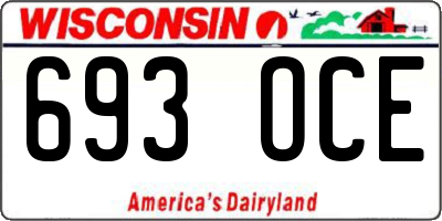 WI license plate 693OCE