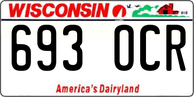 WI license plate 693OCR
