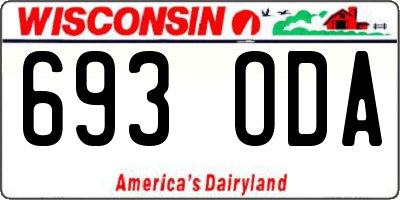 WI license plate 693ODA