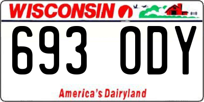 WI license plate 693ODY