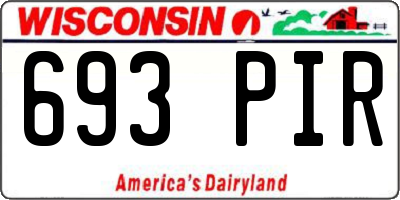 WI license plate 693PIR
