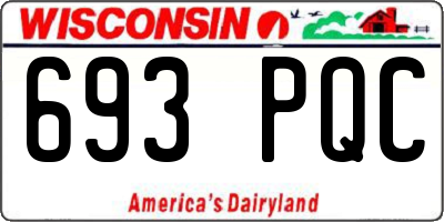 WI license plate 693PQC