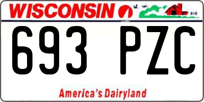 WI license plate 693PZC
