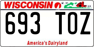 WI license plate 693TOZ