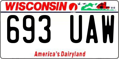 WI license plate 693UAW