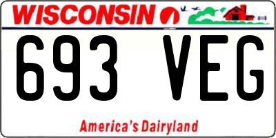 WI license plate 693VEG