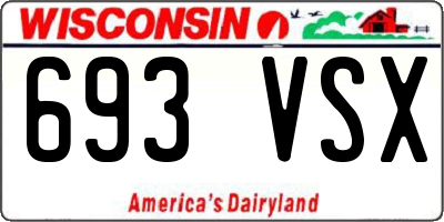 WI license plate 693VSX